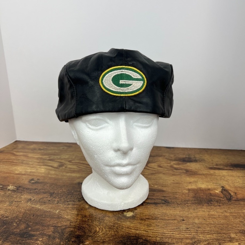 VTG Green Bay Packers Newsboy Size XL 7 1/4 - 7 3/8 Leather Hat Team STARTER USA